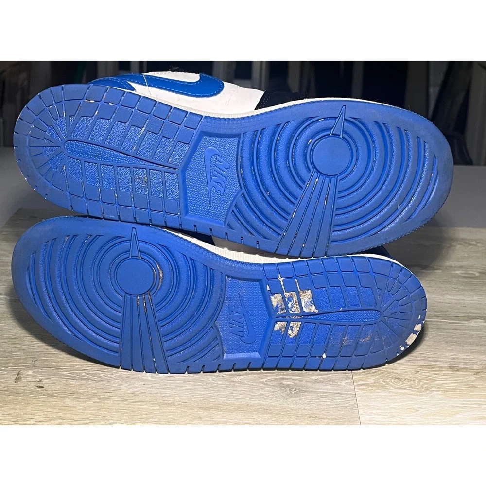 Air Jordan 1 Low Black Royal Blue White Kids Sneakers 553560-140 Size 6Y
